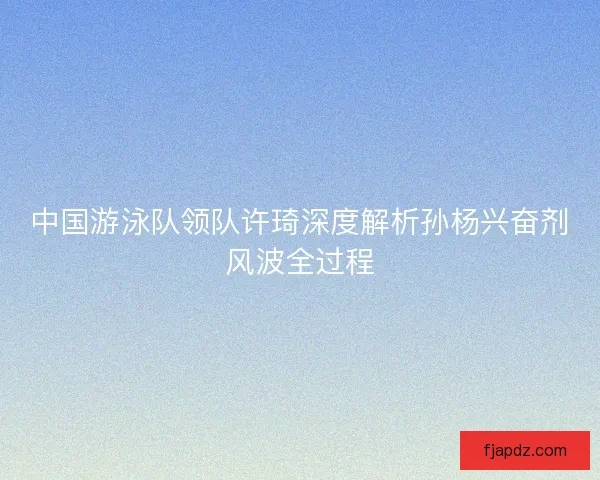 中国游泳队领队许琦深度解析孙杨兴奋剂风波全过程