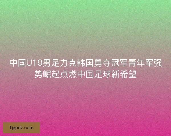 中国U19男足力克韩国勇夺冠军青年军强势崛起点燃中国足球新希望 中国U19男足力克韩国勇夺冠军青年军强势崛起点燃中国足球新希望