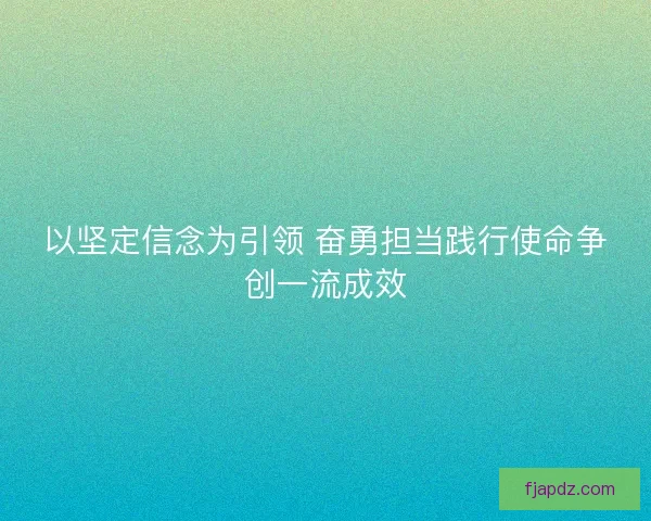 以坚定信念为引领 奋勇担当践行使命争创一流成效 以坚定信念为引领 奋勇担当践行使命争创一流成效